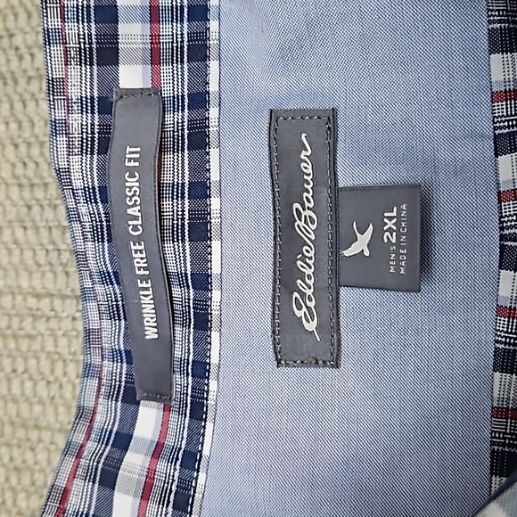 Eddie Bauer Long Sleeve Button Down Shirt Wrinkle Free Men's Size 2XL Plaid - Picture 3 of 10